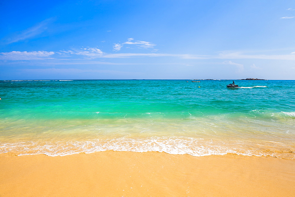 Unawatuna Beach, a beautiful sandy beach on the South Coast of Sri Lanka, Asia