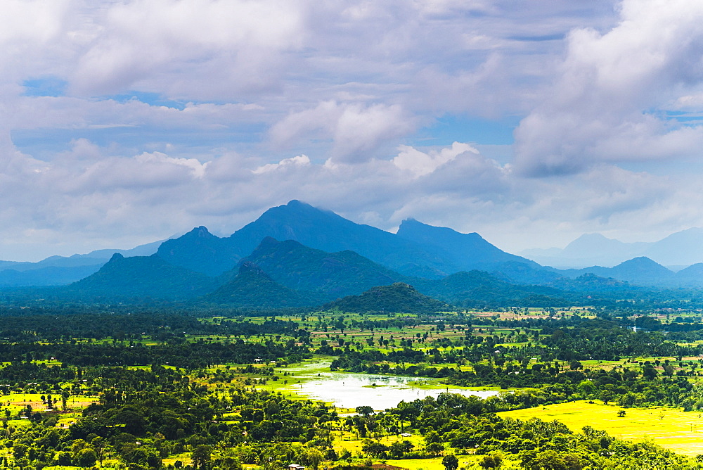 Sri Lanka landscape, taken from the top of Sigiriya Rock Fortress (Lion Rock), Sigiriya, Sri Lanka, Asia