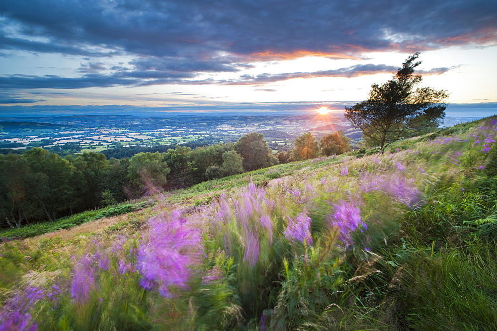 Malvern Hills at sunset, Worcestershire, England, United Kingdom, Europe