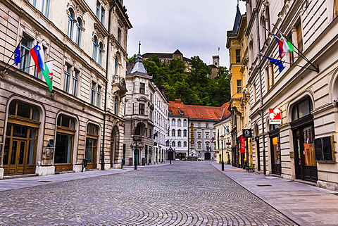 Cobbled street, Ljubljana, Slovenia, Europe