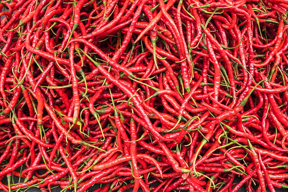 Chillies in Bukittinggi Market, West Sumatra, Indonesia, Southeast Asia, Asia