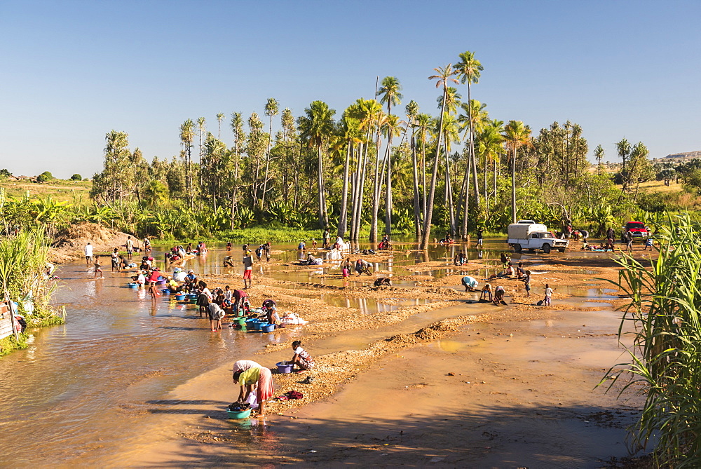 Panning for gold in Ilakaka, Ihorombe Region, Southwest Madagascar, Africa