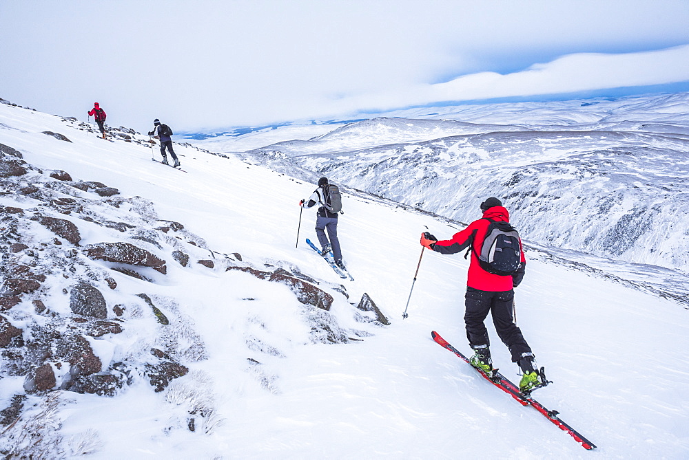 Ski touring at CairnGorm Mountain Ski Resort, Aviemore, Cairngorms National Park, Scotland, United Kingdom, Europe