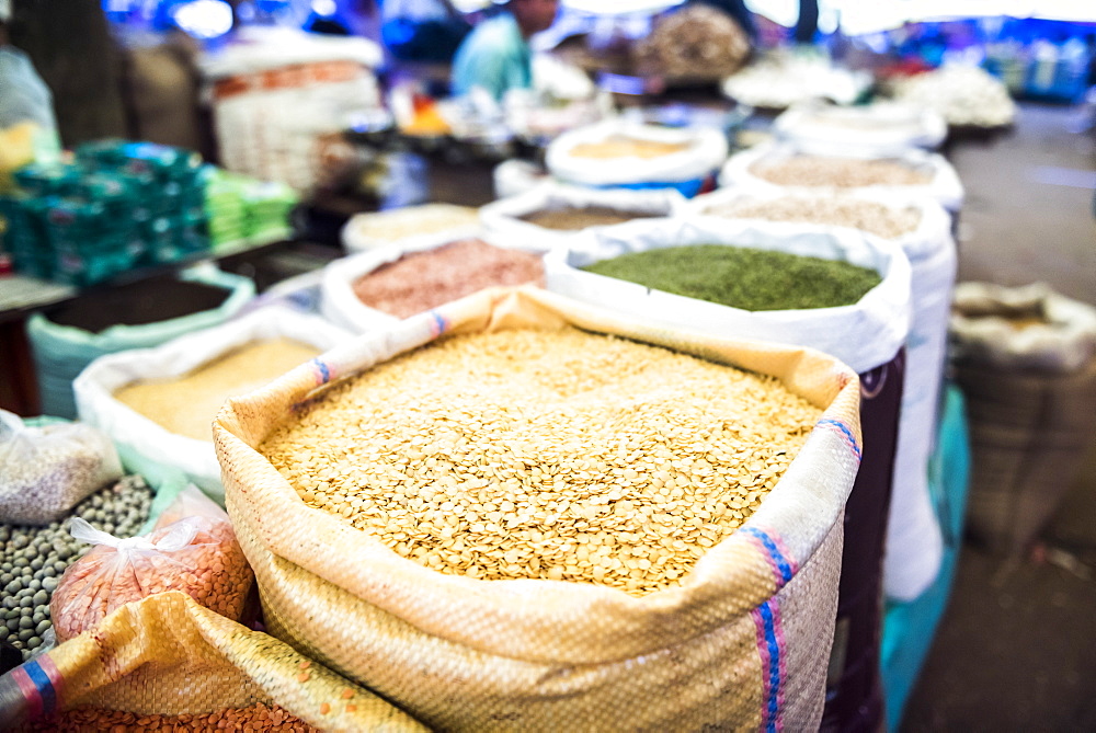 Lentils for sale in Chaudi Market, Goa, India, Asia