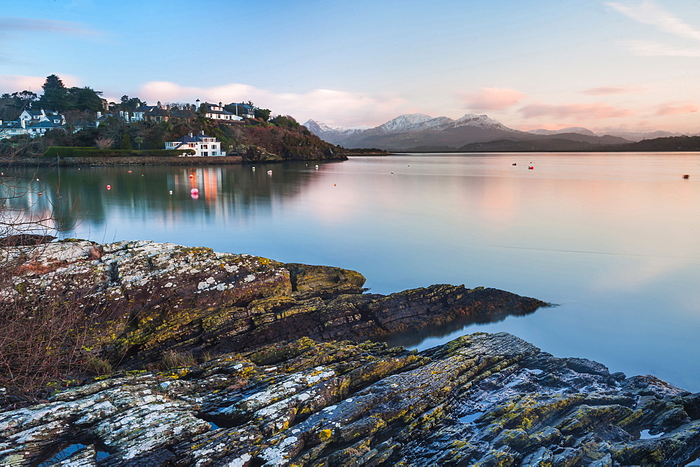 Borth Y Gest Beach at sunrise, Snowdonia National Park, Gwynedd, North Wales, Wales, United Kingdom, Europe