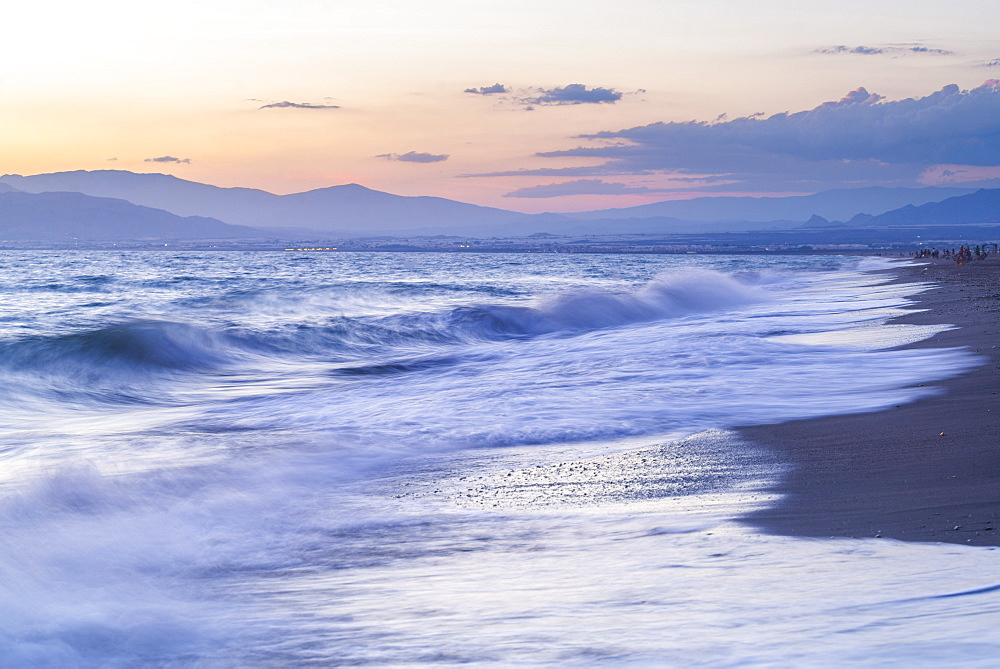 Cabo de Gata-Nijar Natural Park Beach at sunset, Almeria, Andalucia, Spain, Europe