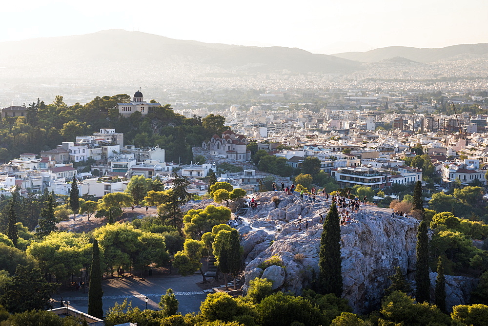 Areopagus Hill, Athens at sunset, Attica Region, Greece, Europe