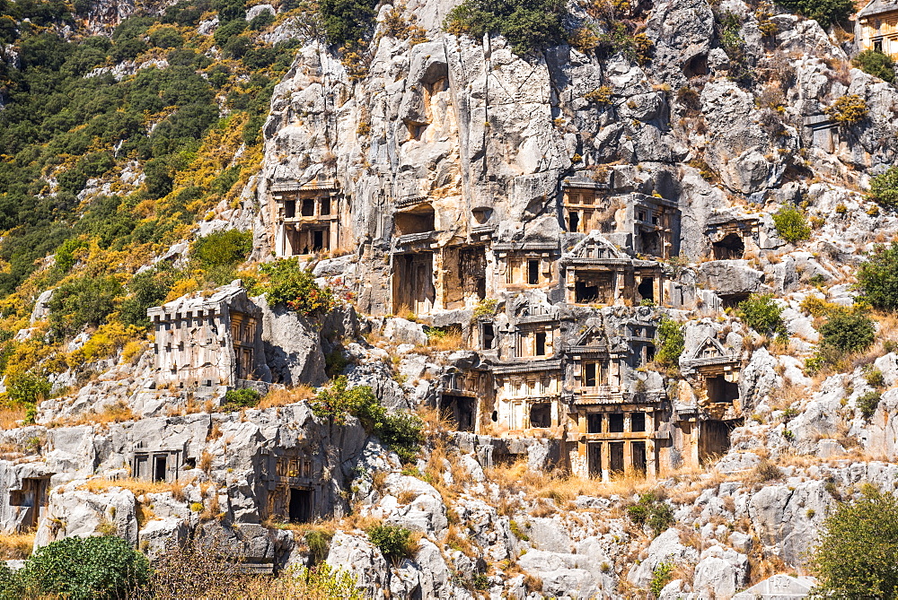 Myra Rock Tombs, ruins of the anceint necropolis, Demre, Antalya Province, Lycia, Anatolia, Turkey, Asia Minor, Eurasia