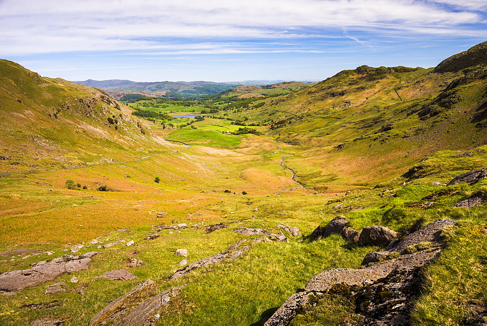 Hardknott Pass, Lake District National Park, UNESCO World Heritage Site, Cumbria, England, United Kingdom, Europe