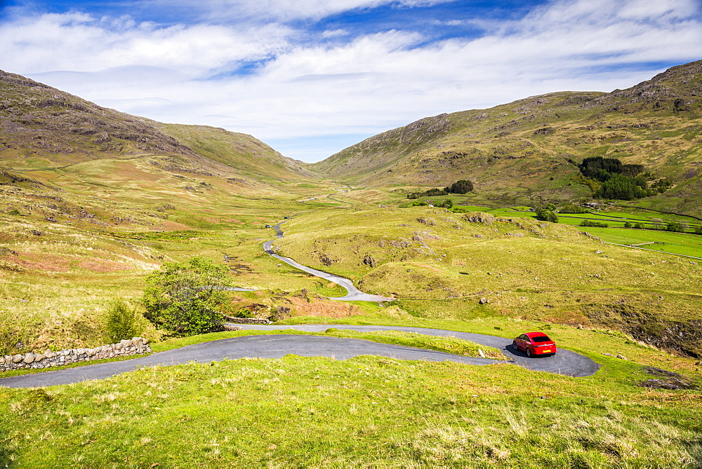 Hardknott Pass, Lake District National Park, UNESCO World Heritage Site, Cumbria, England, United Kingdom, Europe