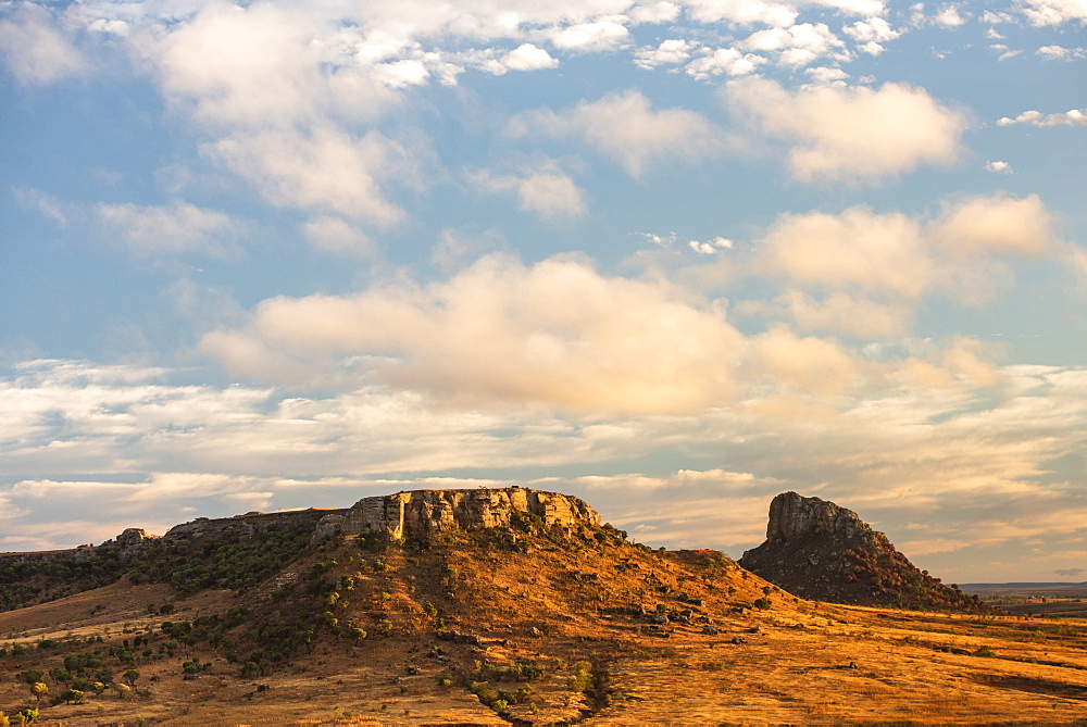 Isalo National Park landscape at sunrise, Ihorombe Region, Madagascar, Africa