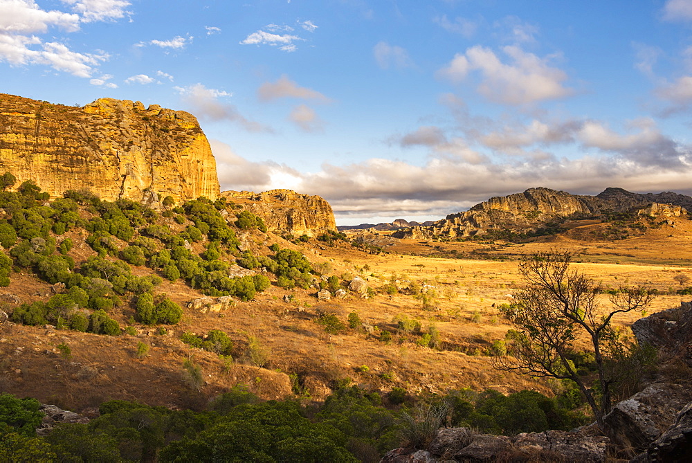 Isalo National Park landscape at sunrise, Ihorombe Region, Madagascar, Africa