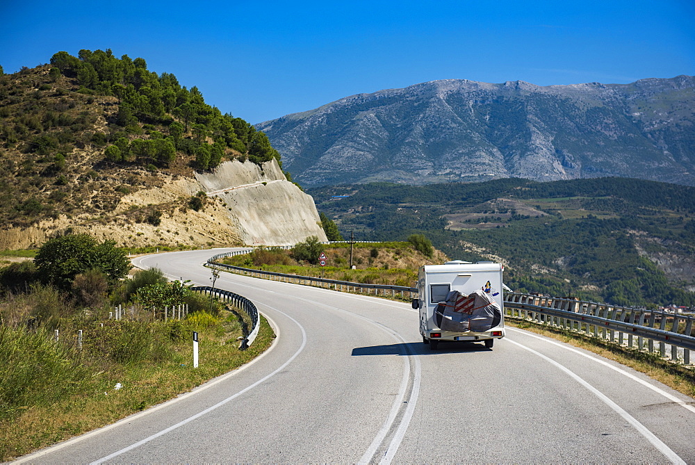 Driving a caravan through Albania, Europe