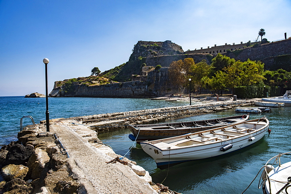 Harbor by Old Fortress in Corfu, Greece, Europe