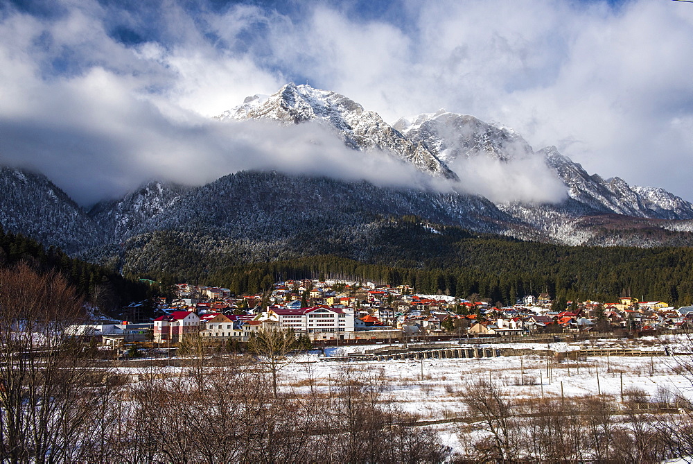 Winter landscape of Bucegi Mountains, Carpathian Mountains, Sinaia, Romania, Europe