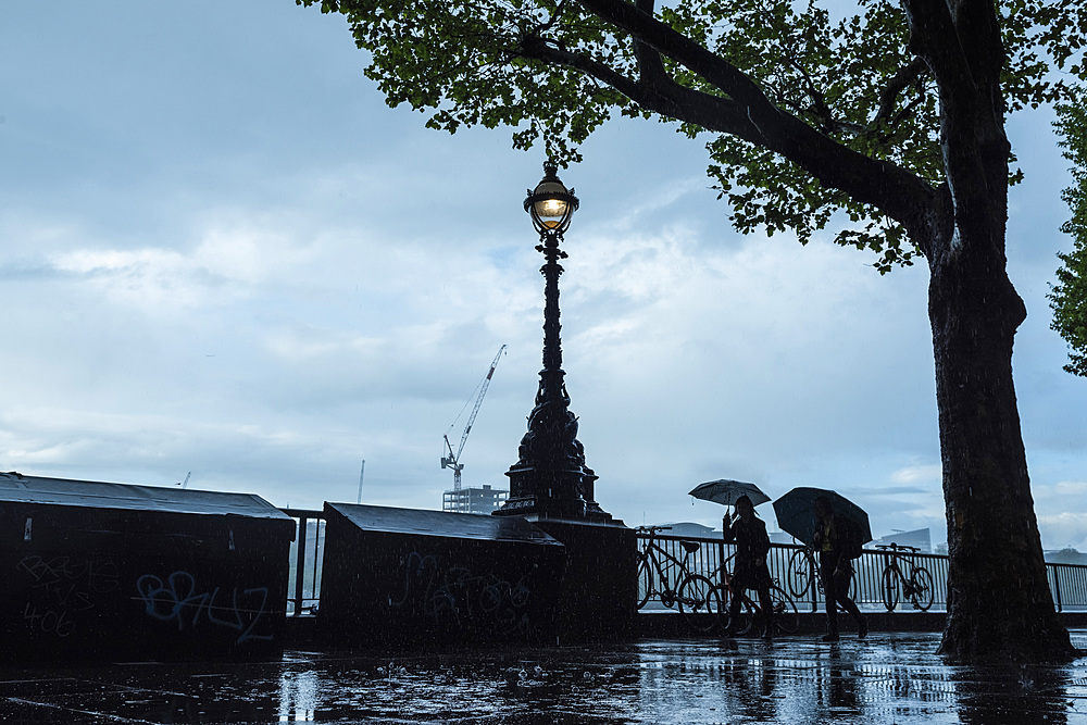 South Bank in the rain, London, England, United Kingdom, Europe