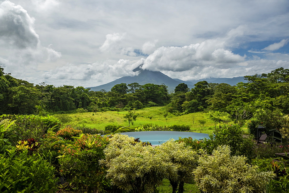 Arenal Volcano seen from Arenal Lodge, Alajuela Province, Costa Rica, Central America