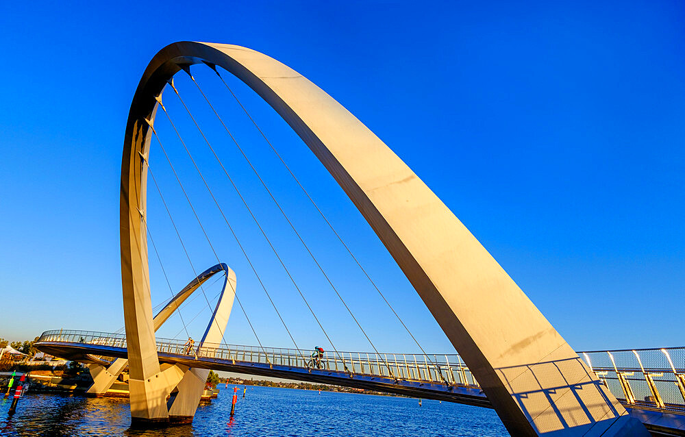 Elizabeth Quay Bridge, a 20 metre high suspension bridge, Perth City, Western Australia, Australia, Pacific