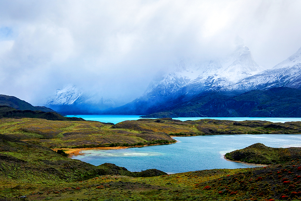 Blue lakes, Torres del Paine National Park, southern Chile, South America