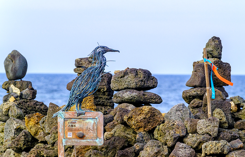 A stamp box on the Jeju Olle Trail, a famous pilgrimage trail of more than twenty interconnected tracks, each having a stamp for the Trail passport book, Jeju Island, South Korea, Asia