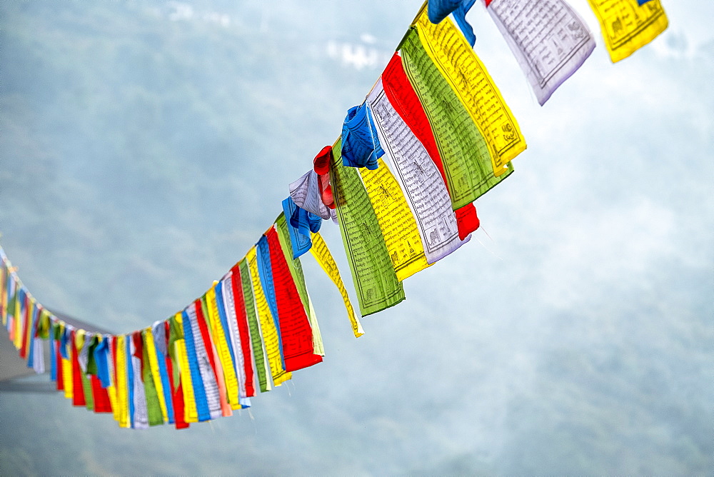 Buddhist prayer flags, Bhutan, Asia