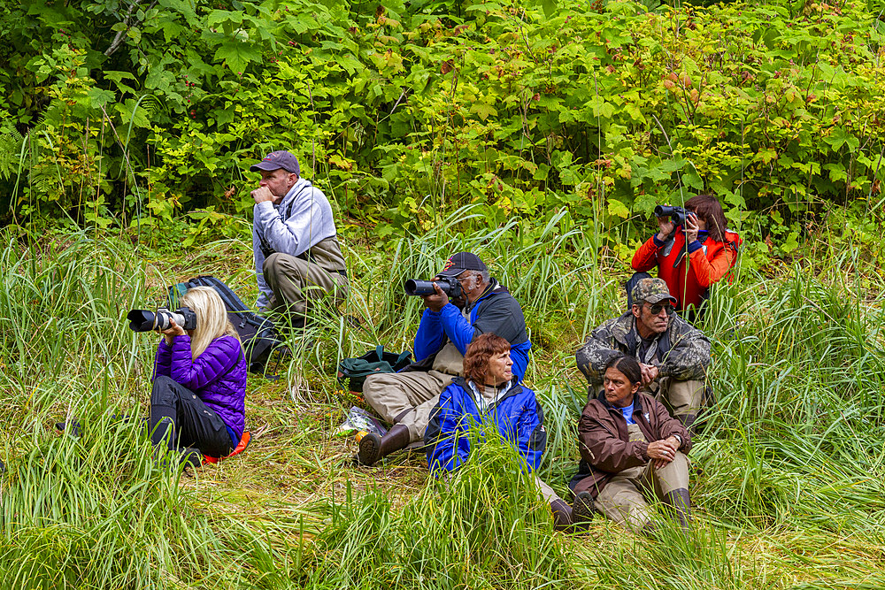 Guests from the Lindblad Expeditions ship National Geographic Sea Bird in Southeast Alaska, United States of America, North America