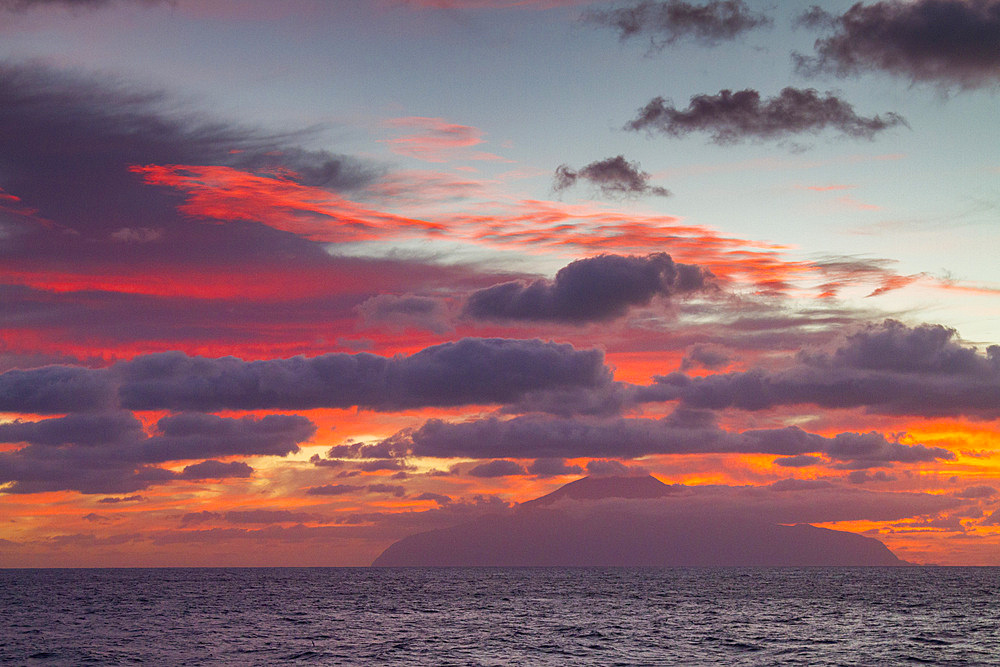 Sunrise on the island of Tristan da Cunha, South Atlantic Ocean