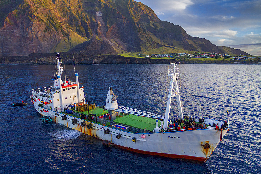 Views of the MV Edinburgh near Tristan da Cunha, South Atlantic Ocean