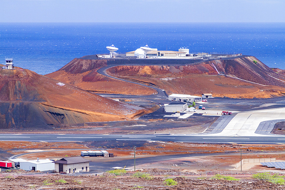 View of Wideawake Airfield on Ascension Island in the southern tropical Atlantic Ocean, South Atlantic Ocean