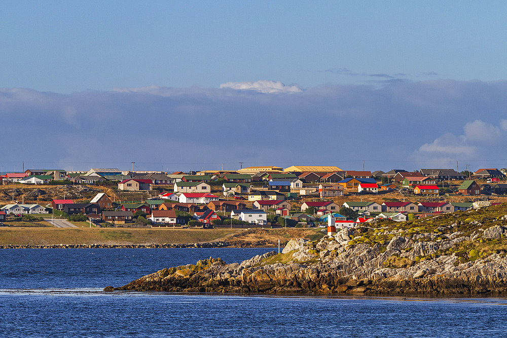 Views of the town of Stanley, the capital and only true city (with a cathedral) in the Falkland Islands, South Atlantic Ocean, South America