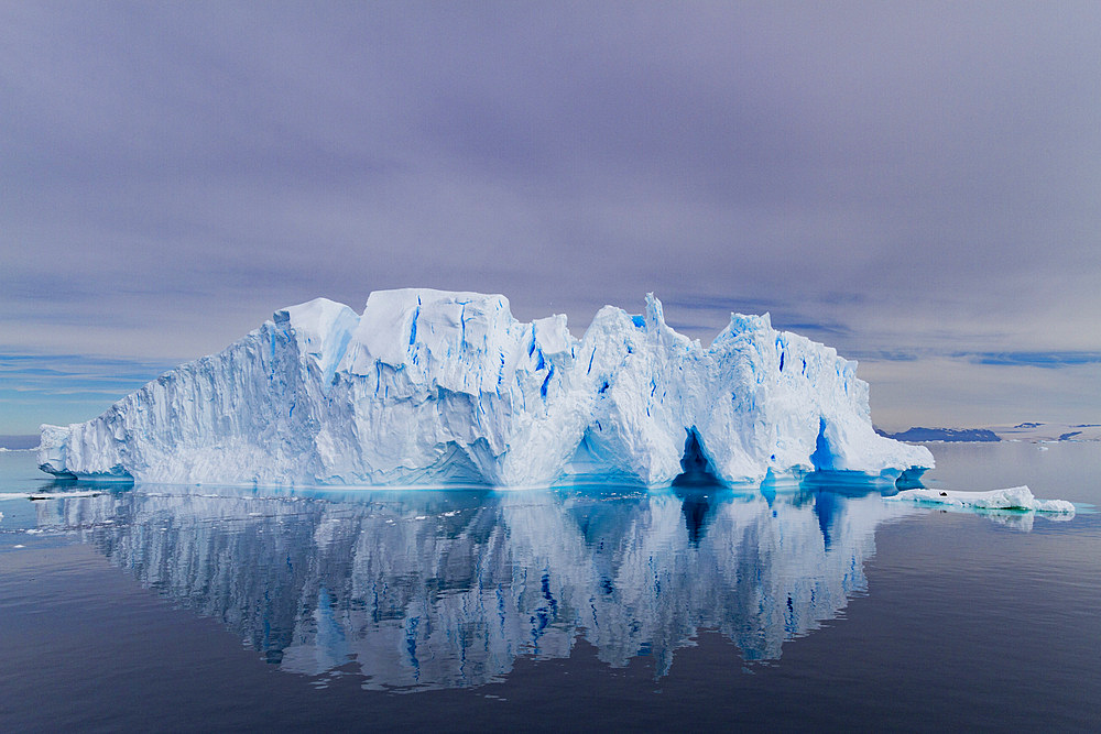 Iceberg in the Weddell Sea on the eastern side of the Antarctic Peninsula during the summer months, Southern Ocean.