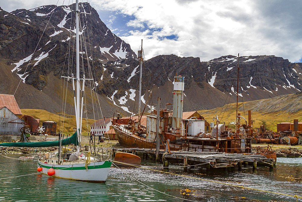 Views of the old whaling station at Grytviken on South Georgia in the South Atlantic.