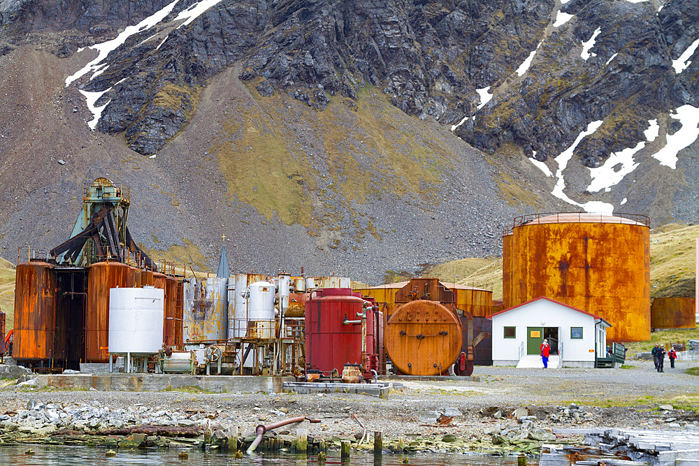 Views of the old whaling station at Grytviken on South Georgia in the South Atlantic.