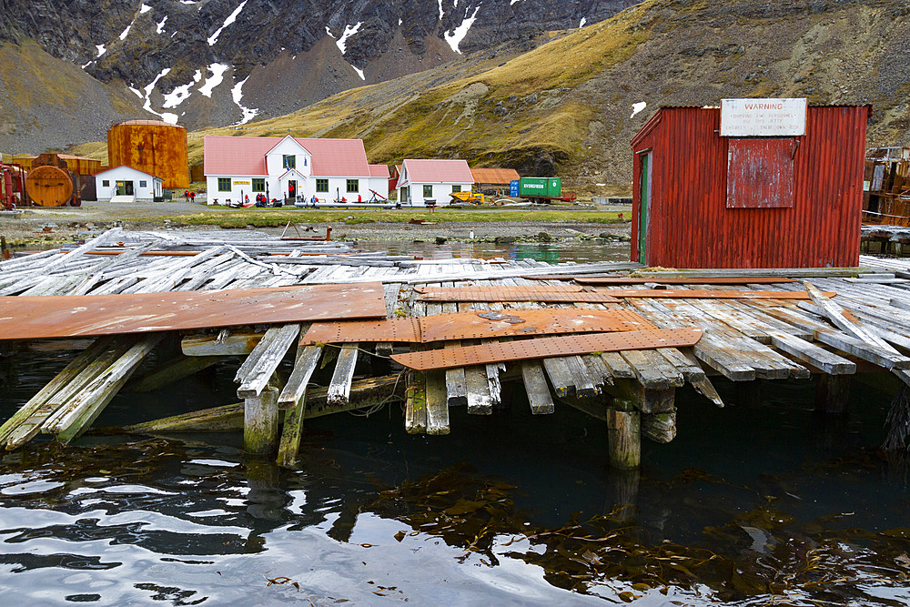 Views of the old whaling station at Grytviken on South Georgia in the South Atlantic.