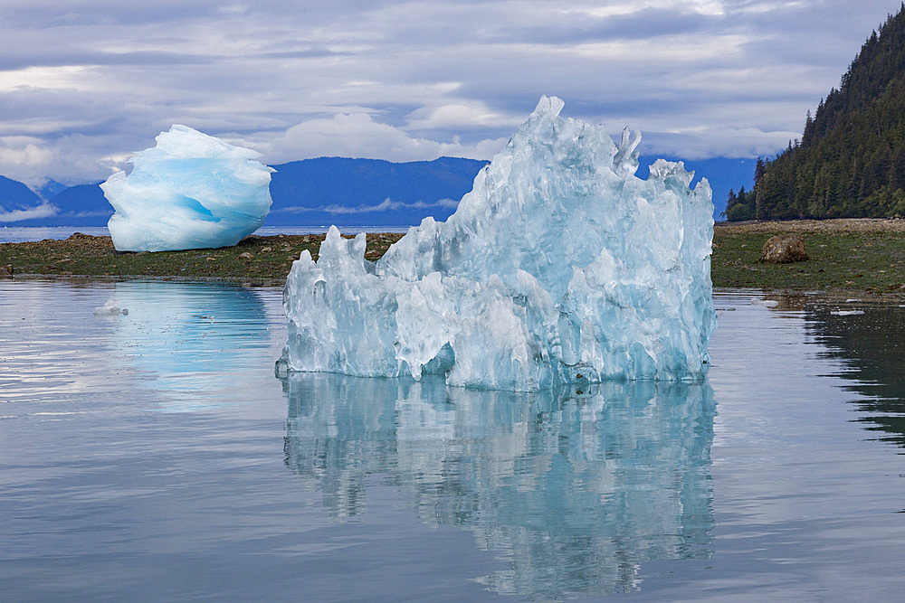 Glacial iceberg detail from ice calved off the LeConte Glacier near Petersberg, Southeast Alaska, USA, Pacific Ocean.