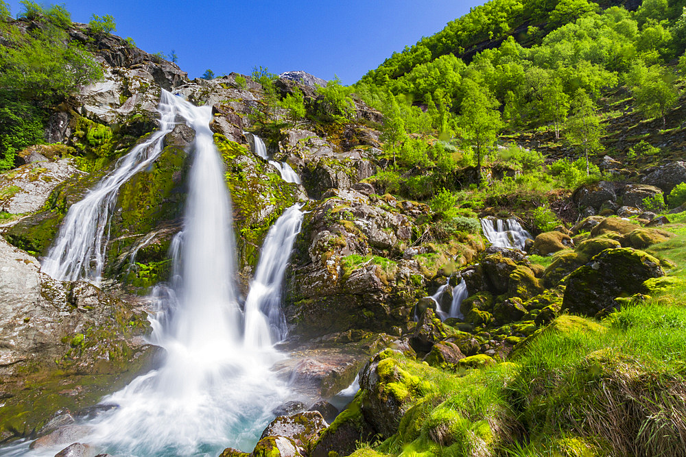 Water melting from the Briksdalsbreen glacier south of the small town of Olden in coastal Norway.