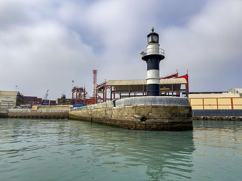 The lighthouse in Callao Harbor, founded in 1537, just outside the city of Lima, Pacific Ocean.