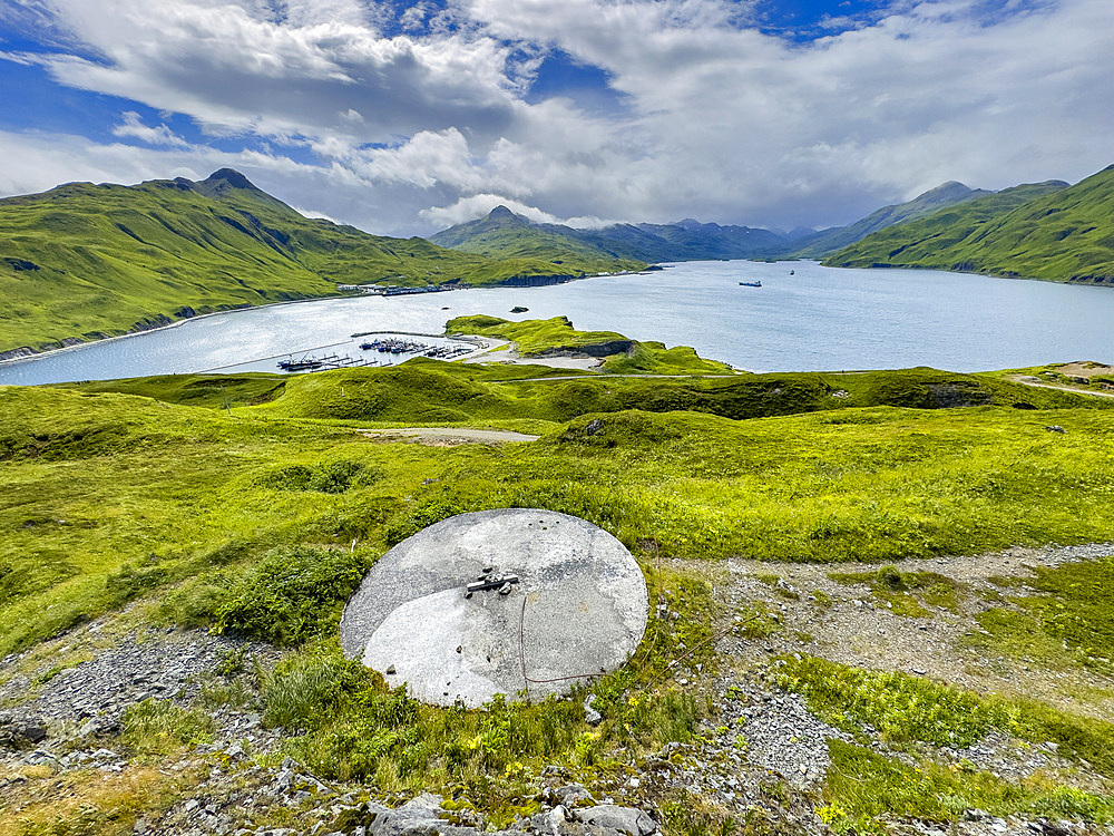 Remains of World War II gun emplacement left abandoned in Dutch Harbor, Unalaska, Alaska.
