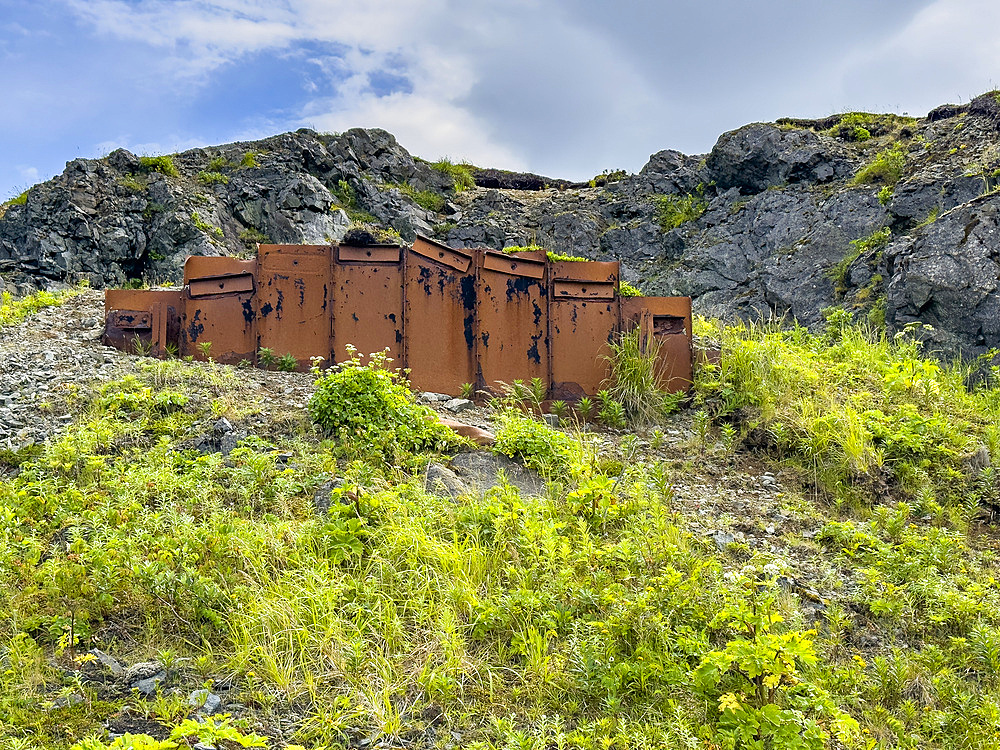 Remains of World War II bunkers left abandoned in Dutch Harbor, Unalaska, Alaska.