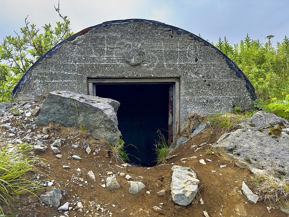 Remains of World War II bunker left abandoned in Dutch Harbor, Unalaska, Alaska.