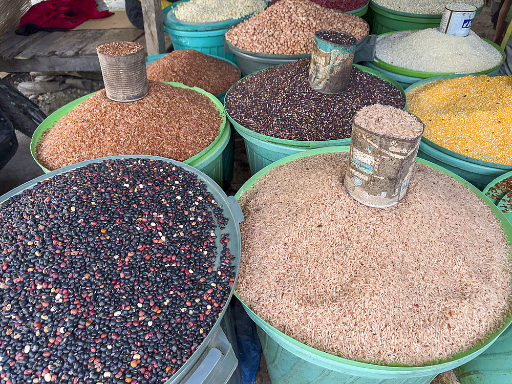 Various items for sale in the market in Waingapu, the largest town in the eastern half of Sumba Island, Indonesia