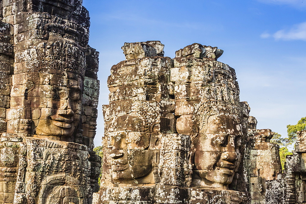 Face towers in Bayon Temple in Angkor Thom, Angkor, UNESCO World Heritage Site, Siem Reap Province, Cambodia, Indochina, Southeast Asia, Asia 