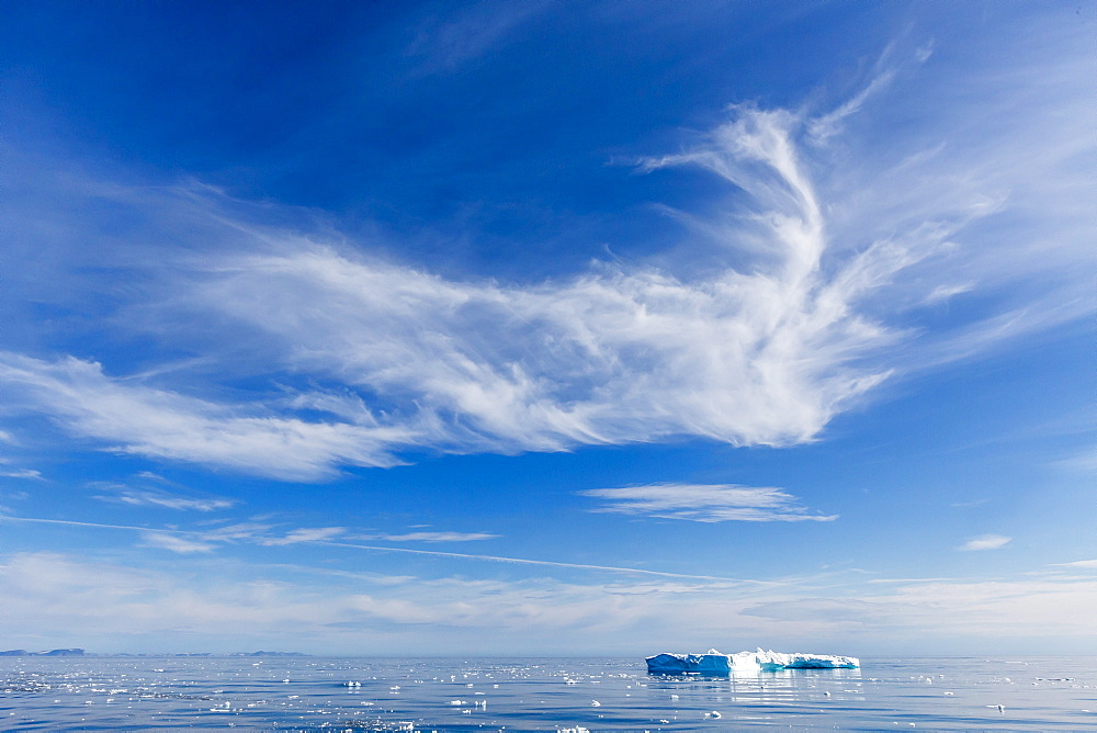 Icebergs and brash ice near the Cumberland Peninsula, Baffin Island, Nunavut, Canada, North America