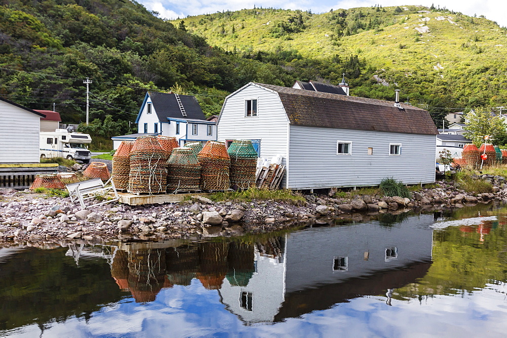 Small harbour with lobster traps outside St. John's, Newfoundland, Canada, North America