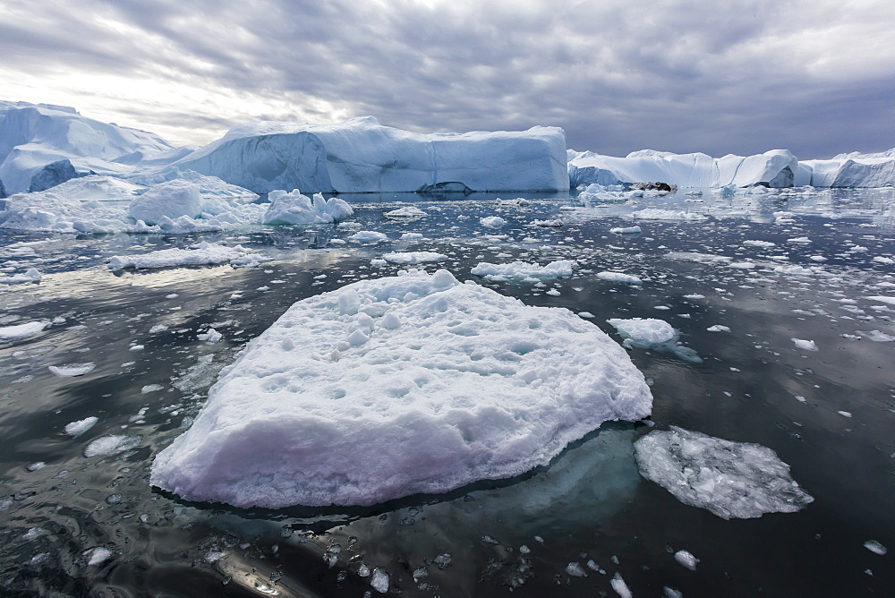 Huge icebergs calved from the Ilulissat Glacier, UNESCO World Heritage Site, Ilulissat, Greenland, Polar Regions