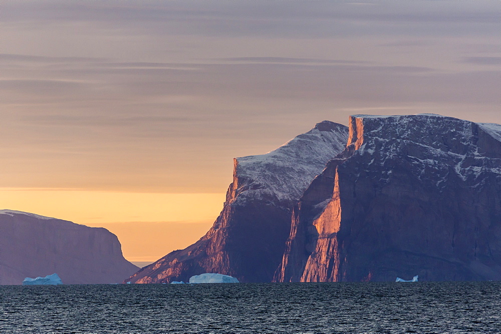 Early morning sunrise near Qilakitsoq, Greenland, Polar Regions