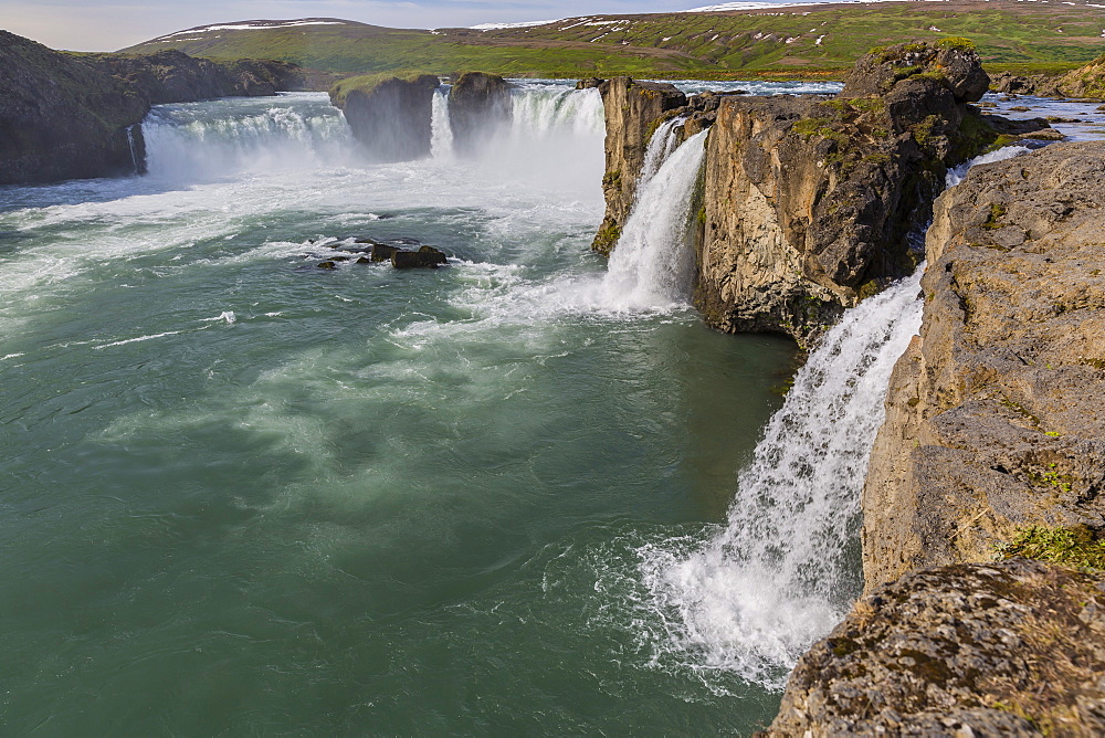 One of Iceland's most spectacular waterfalls, Godafoss (Waterfall of the Gods), outside Akureyri, Iceland, Polar Regions