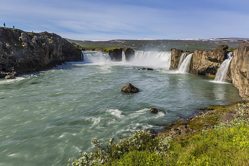 One of Iceland's most spectacular waterfalls, Godafoss (Waterfall of the Gods), outside Akureyri, Iceland, Polar Regions