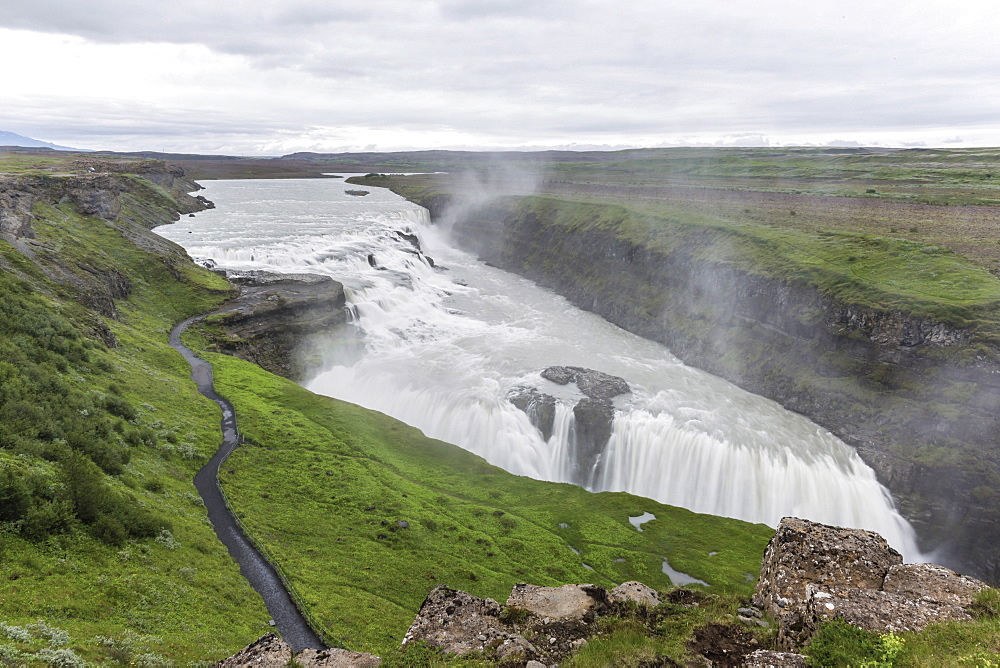 View of Gullfoss (Golden waterfall) on the Hvita River, Iceland, Polar Regions