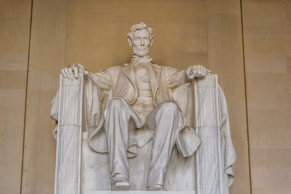 Interior view of the Lincoln statue in the Lincoln Memorial, Washington D.C., United States of America, North America